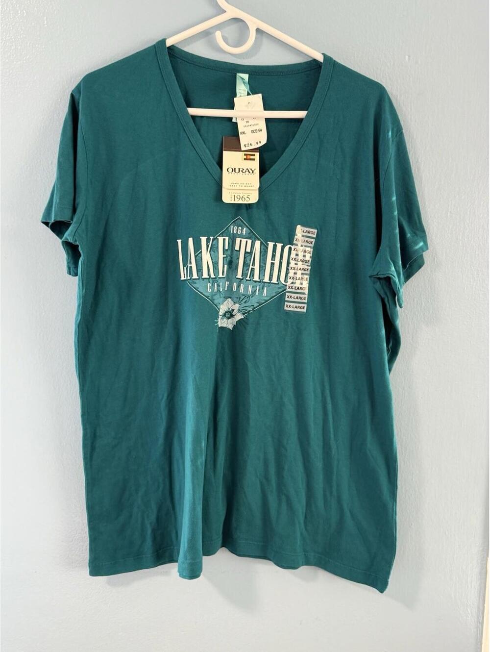 Vintage Lake Tahoe Woman’s  T-shirt  Green California Spectra USA  , XX Large